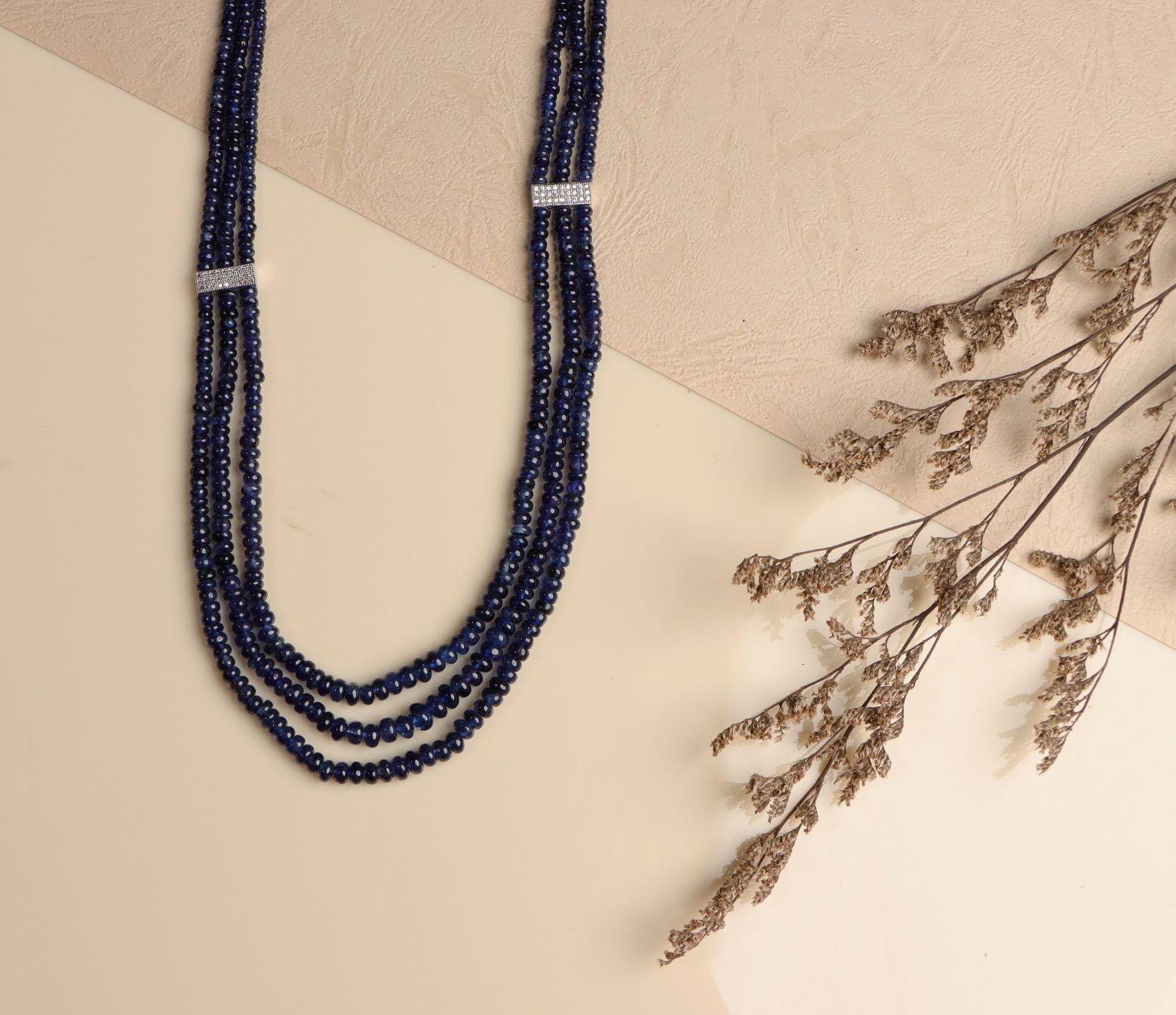 Blue Indonesian Glass 6-Strand Necklace with Lapis, Crystal & Sterling |  Southwest Designs