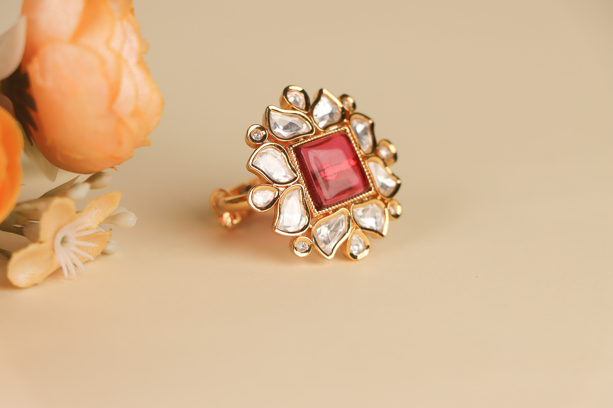Ethnic Indian Adjustable Free Size Women Girls Kundan Jewelry Gold Finger  Ring | eBay
