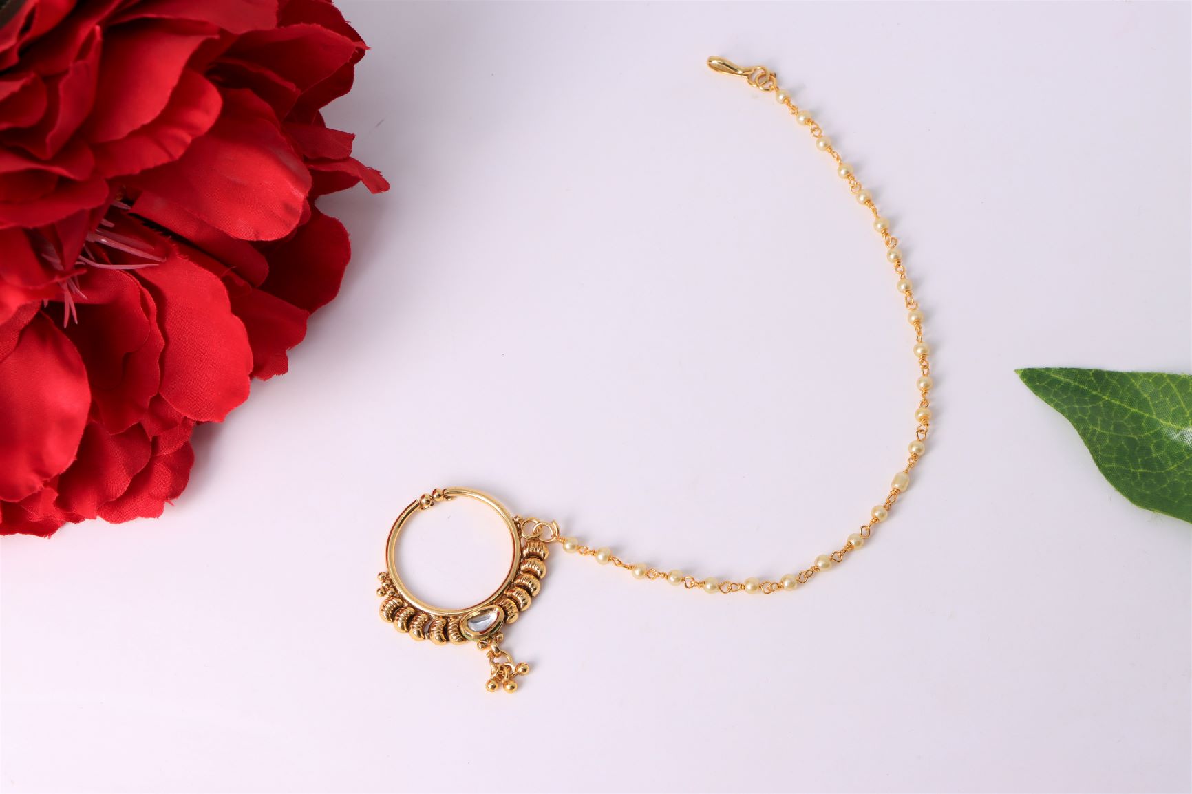 V. K. Jewels Nose Ring for Women (Gold)(vknr1024g) - EASYCART